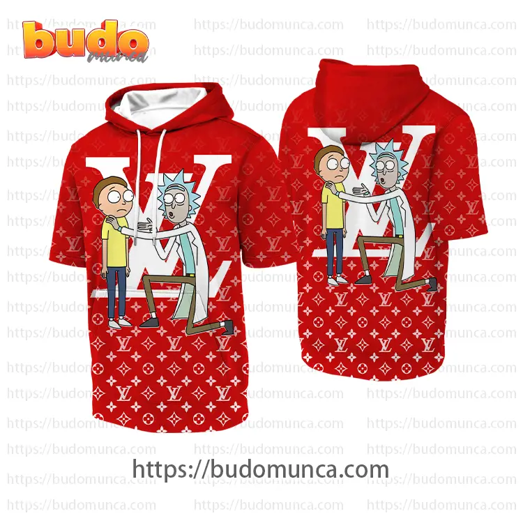 Louisvuitton and rick and morty friends hooded short sleeve t-shirt gift uninque for kid man women